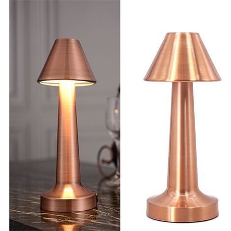Lampe de table à LED rechargeable, lampe de table à manger, lampe de chevet à éclairage tricolore, or rose (1/5)