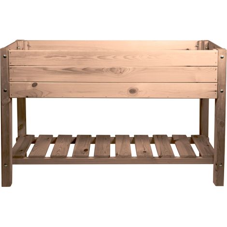 mgc24 Hochbeet Massiv L 118x40x78cm Kiefernholz dunkelbraun (1/3)