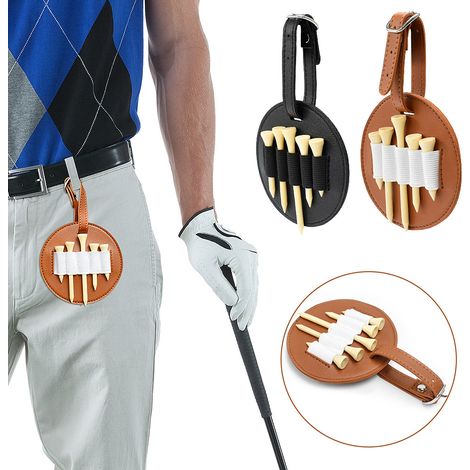 Ensemble de 2 pochettes pour piquets de golf, conception simple face, compactes et portables, ceinture en cuir pour une utilisation en extérieur, sac de rangement pour piquets de golf