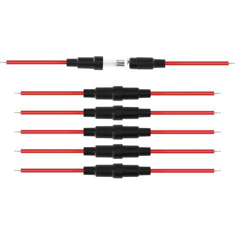 5x20 mm Porte-fusible à vis en Ligne avec Fil 22 AWG pour fusible en Verre à Fusion Rapide （6-Pack） (1/5)