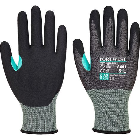 Schnittschutzhandschuh aus Nitril-Schaum Vhr18, Farbe: Schwarz, Größe XS - Portwest