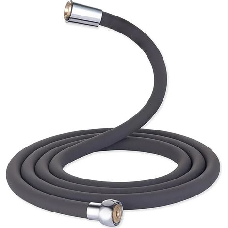 Tuyau de douche en silicone noir (2 m), anti-nœuds, accessoire de salle de bain (1/5)