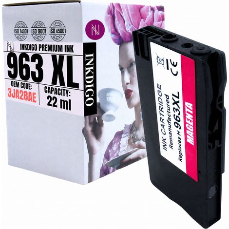 Inchiostro Inkdigo 963XL compatibile con HP OfficeJet Pro 9010 9019 9026 9010e, certificato TÜV. (1/5)