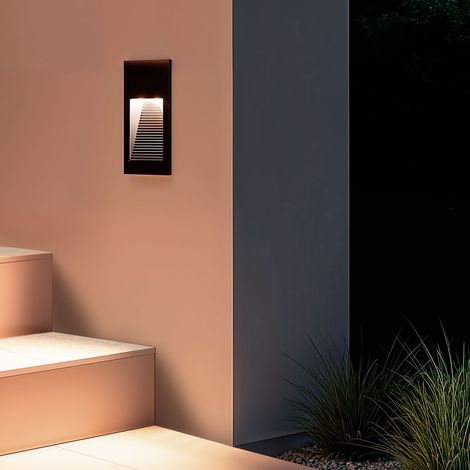 Baliza Exterior LED 5W Empotrable Pared Aluminio Olite 2700K Negro Blanco Cálido