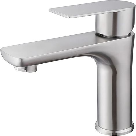 Robinet mitigeur de lavabo en acier inoxydable 304 avec commande d'eau chaude et froide, cartouche céramique monocommande pour lavabo