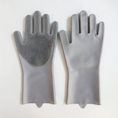 Gant de bain et massage destiné à animaux gris x 2 (1/5)