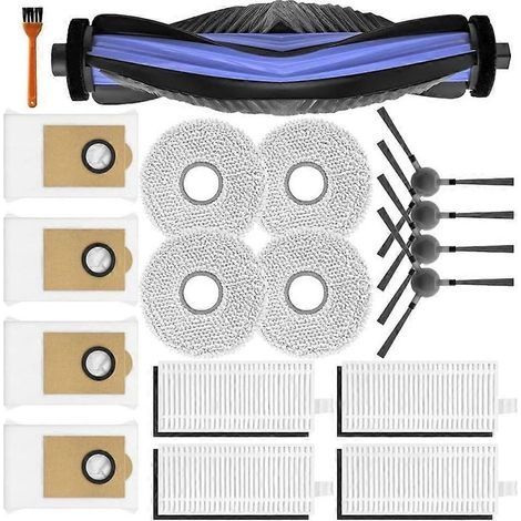 Pièces de rechange et accessoires pour aspirateur robot Lefant M3 : brosse latérale rotative, sacs à poussière, filtre HEPA et lingettes de nettoyage. (1/5)