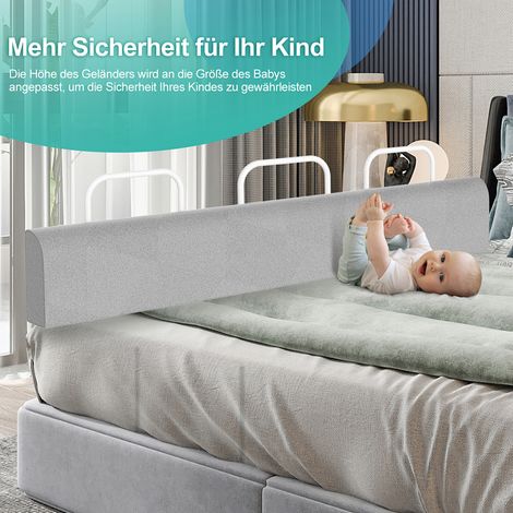 Wolketon 180cm Bettgitter Rausfallschutz Babybettgitter Bettschutzgitter Kinderbettgitter für Kinder Höhenverstellbar 5-Loch
