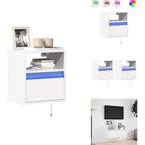 Meubles TV muraux avec lumières LED 2 pcs blanc 41x31x45 cm - Meuble TV Mural - Meubles TV Muraux - Meuble TV Suspendu Au Mur - Meuble TV Flottant (1/5)