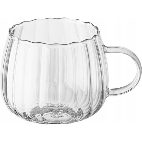 Transparenter Glasbecher mit Prägung, dünnwandig, 400 ml, 1 Stück. Bianca (1/3)