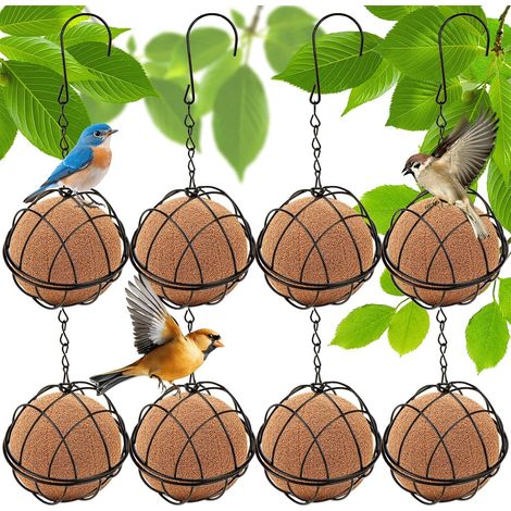 Support pour boules de bois, mangeoire à oiseaux, lot de 8, petit support plaqué or de haute qualité, mangeoire à oiseaux avec couvercle à charnière, station d'alimentation et support pour oiseaux sau (1/5)