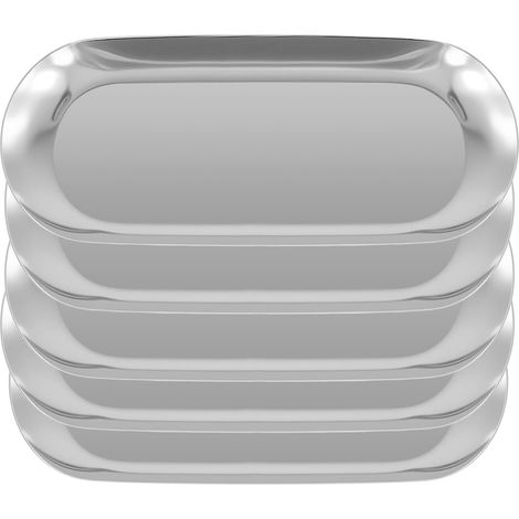 Lot de 5 Plateaux Ovale Acier Inoxydable 23x9cm Surface Miroir Rangement Bijoux Cosmétiques Salle De Bain (1/5)