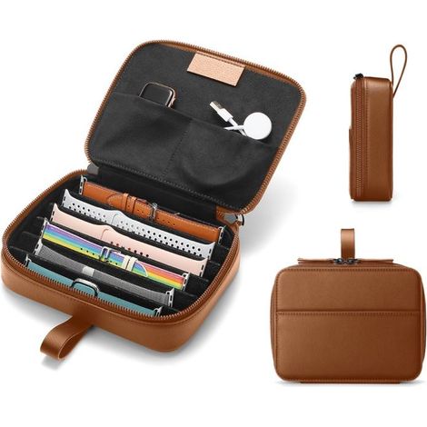 Caja de almacenamiento para correas de Apple Watch, bolsa de almacenamiento portátil para 6 correas de reloj, bolsa de viaje para correas de iWatch, auriculares, joyas y otros accesorios.