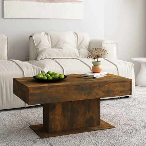 815834 vidaXL Coffee Table Smoked Oak 96x50x45 cm Engineered Wood (1/5)