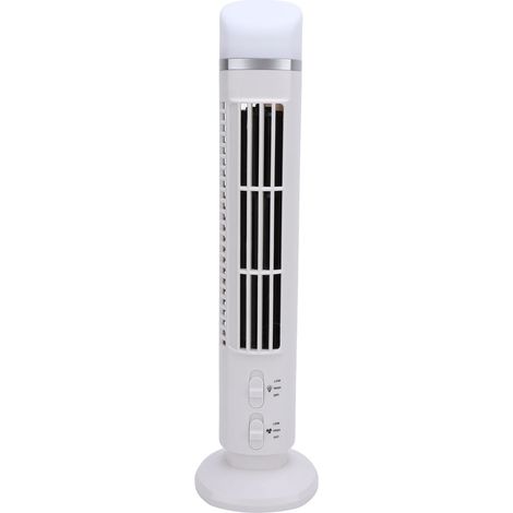 Ventilateur tour sans pales, portable, à vitesse réglable, silencieux, compact et peu encombrant, avec port USB et lumière intégrée pour la maison, la chambre ou le bureau (blanc). (1/5)