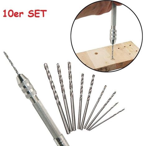 MINI PERCEUSE à main SET de 10 Forets Bois de Modélisme Bijoux PCB de Bricolage à NOUVEAU (1/5)