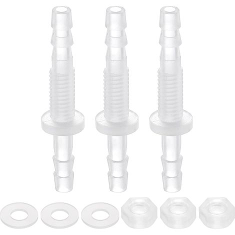 3Pcs Raccord De Tuyau En Plastique, 5/32" x 5/32"(4mm x 4mm) Adaptateur De Paroi Union Connecteur D'Epissurage Avec Ecrou M6 Et Rondelle Pour Aquarium Air Eau Carburant (1/5)