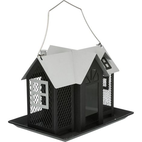 Futterhaus Villa, Metall 2 L 26 19 19 cm schwarz