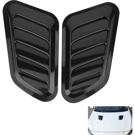 bouchon d'admission d'air décoratif pour voiture capot universel scoop Body Kit, accessoires d'aération pour voitures et camions ABS autocollant extérieur brillant (Noir) (1/5)