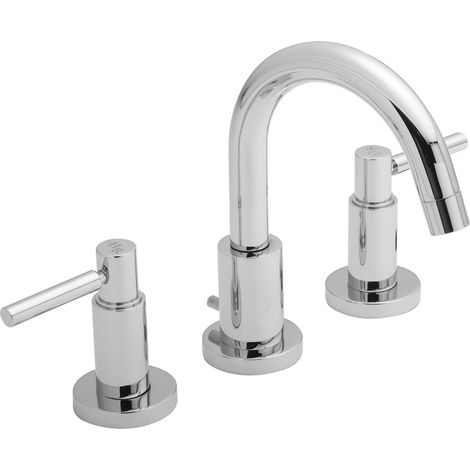 Hudson Reed Tec Lever 3-Hole Basin Mixer Tap with Pop Up Waste - Chrome (1/5)