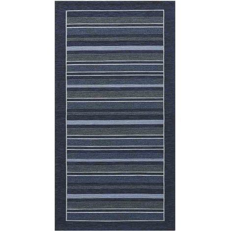 Tappeto STYLE blu moderno a righe, tappetino multiuso lavabile antiscivolo cm.55x80 (1/2)