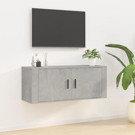 Meuble TV mural Gris béton 100x34,5x40 cm (1/5)