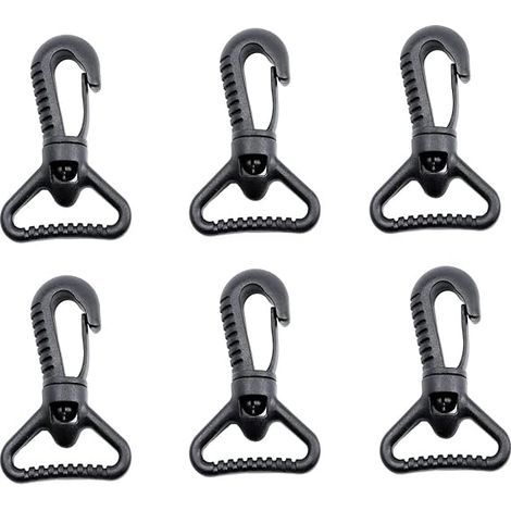 10PCS Plastic Carabiners, Plastic Swivel Carabiner for Push Doors - Rotating Carabiner - Rotating Snap Hook - Buckle Fastener for Straps, Black (1/5)