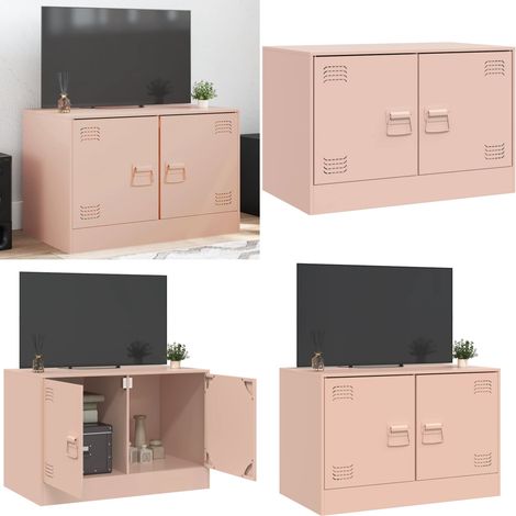 Meuble TV rose 67x39x44 cm acier - Meubles Tv - Meuble Tv Rose - Meuble Tv Moderne - Meuble Tv Industriel - Étagère Tv - Home & Living