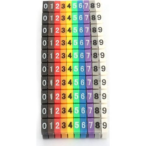 Étiquettes numériques pour câbles électriques, repérage coloré des fils (lot de 100, section 4 mm²) (1/5)