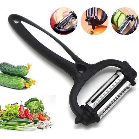 (Noir)Éplucheur de légumes - Universel - Acier inoxydable 420 - Design ergonomique - Multifonctionnel (1/4)