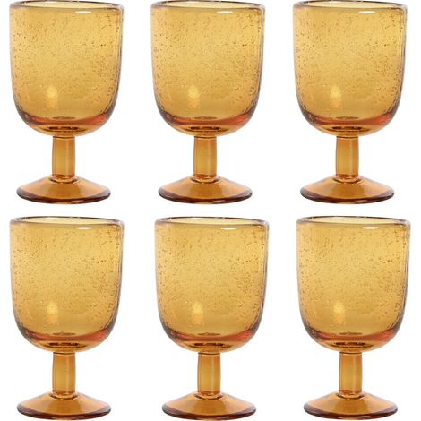 Copa Set 6 Cristal 8X8X14 300Ml Burbujas Ambar (1/4)