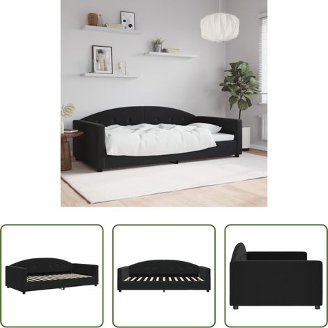 vidaXL Lit de jour - Lit de repos sans matelas noir 100x200 cm velours (1/5)