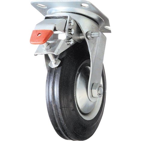 Rueda giratoria con freno Negro 125 mm
