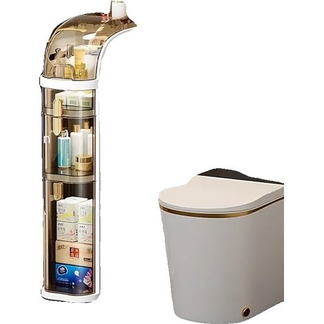 Armario de almacenamiento para baño, diseño que ahorra espacio, fácil movilidad, color beige. (1/2)