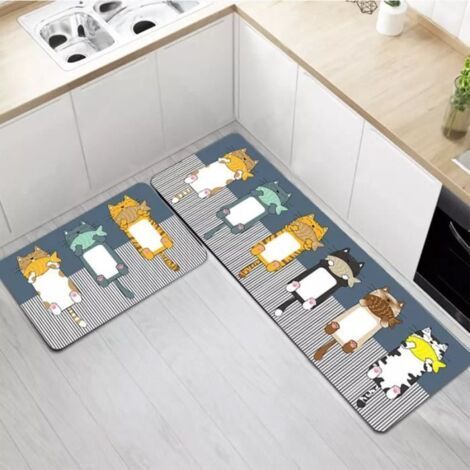 F4 - 2 Eingangsmatten, waschbare Küchenmatte für vor die Spüle, Schlafzimmermatte und saugfähige, rutschfeste Badematte. (1/5)