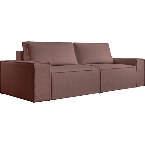 Divano letto 4 posti in Velluto testurizzato Terracotta - AMELIA (1/5)