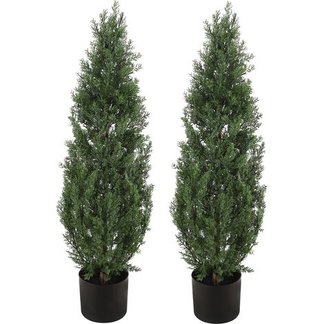 Set de 2 topiaires artificiels réalistes – Plantes décoratives toujours vertes, résistantes aux UV – entrée, jardin, terrasse, balcon – Sans entretien – 4ftH (1/5)