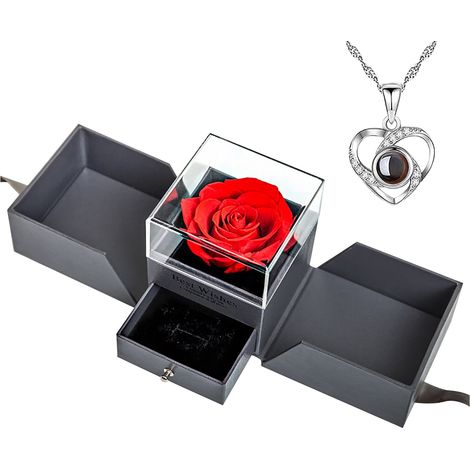 Rose Éternelle - Fleur Séchée Décorative pour Intérieur - Idéale pour Décoration Maison Mariage Cadeau Saint-Valentin - Dimensions 11 x 9,8 x 10,2 cm - 1 Pièce (1/2)