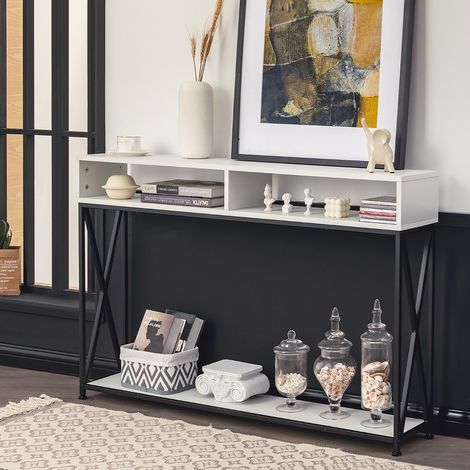 Table Console de Style Industriel 120 x 23 x 79 CM Structure en Acier Meuble d'Entrée Anti-Basculement Blanc CW4780 Maison Chic (1/4)