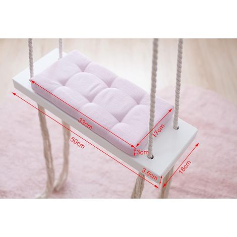 Assise de balançoire enfant en bois naturel avec coussin beige, intérieur extérieur | Leroy Merlin