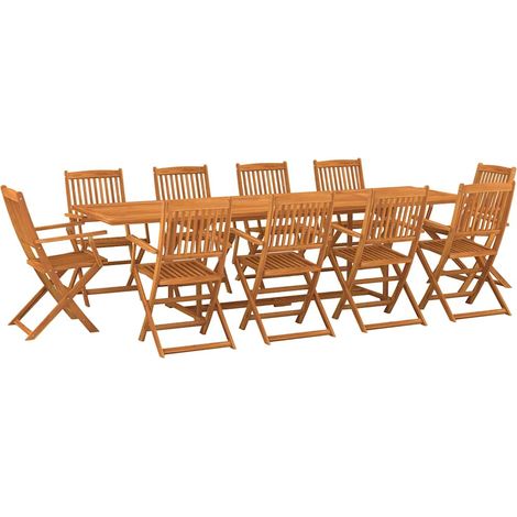 Maison Exclusive - Set da Pranzo da Giardino 11 pz 280x90x75 cm Massello di Acacia (1/5)