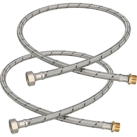Connettore flessibile 3/8” 1/2” femmina-maschio in acciaio, 100 cm, set da 2 pezzi (1/5)