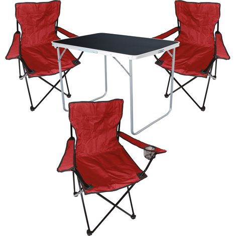 4-tlg Campingsessel Rot + Campingtisch-MMC330870B+3xMPO2455 (1/5)