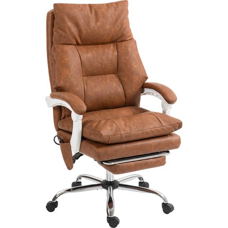 Sedia da ufficio ergonomica, in similpelle PU con supporto lombare gonfiabile, schienale reclinabile e altezza regolabile, colore marrone.