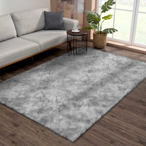 Tapis Chambre Doux Moelleux Moderne Gris Grand Tapis de Salon Chambre d'enfant Tapis Antidérapant Intérieur Tapis De Sol (Gris Blanc, 80 x 200 cm) (1/5)