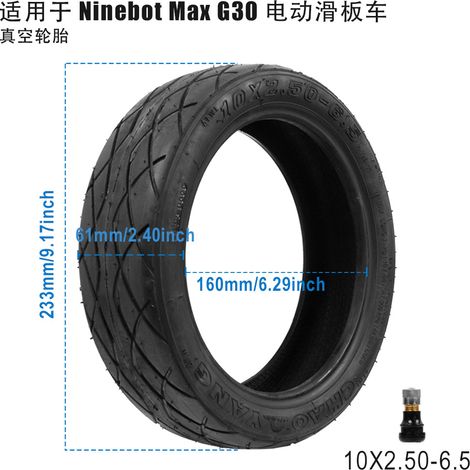 10x2.50-6.5 tubeless tires are suitable for Ninebot MAX G30 electric scooter tire accessories. (1/5)