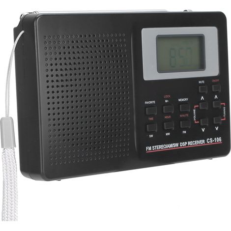 Digitales FM/AM/Kurzwellen-/Mittelwellenradio mit Wecker und Kopfhöreranschluss, kompakte Größe