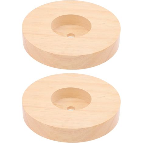Lot de 2 Socles de Lampe Ronds en Bois Massif 12cm - Base de Lampe de Table pour Luminaire Intérieur (1/5)