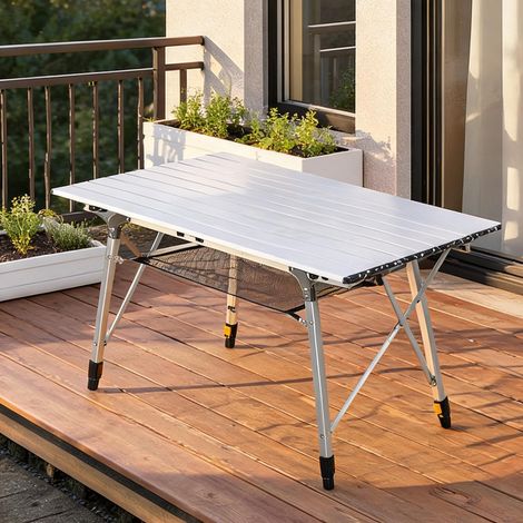 Table de camping pliante pliable en aluminium 120 x 70 x 73 cm (1/5)