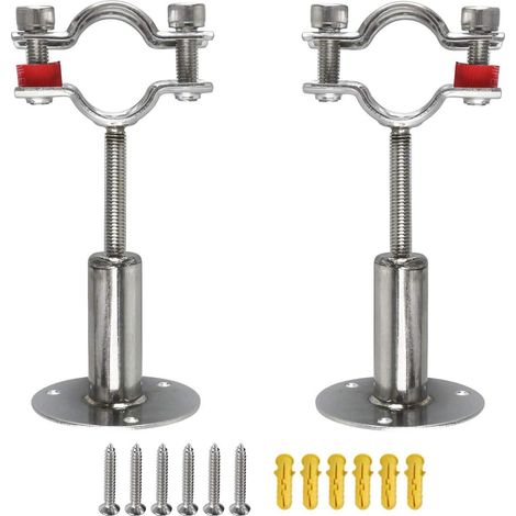 2 Pcs Support de Montage au Plafond en Acier Inoxydable, Tuyau Montage Serre-tube Réglable Attaches avec Vis pour Tuyau Fixation (3/4 inch) (1/4)